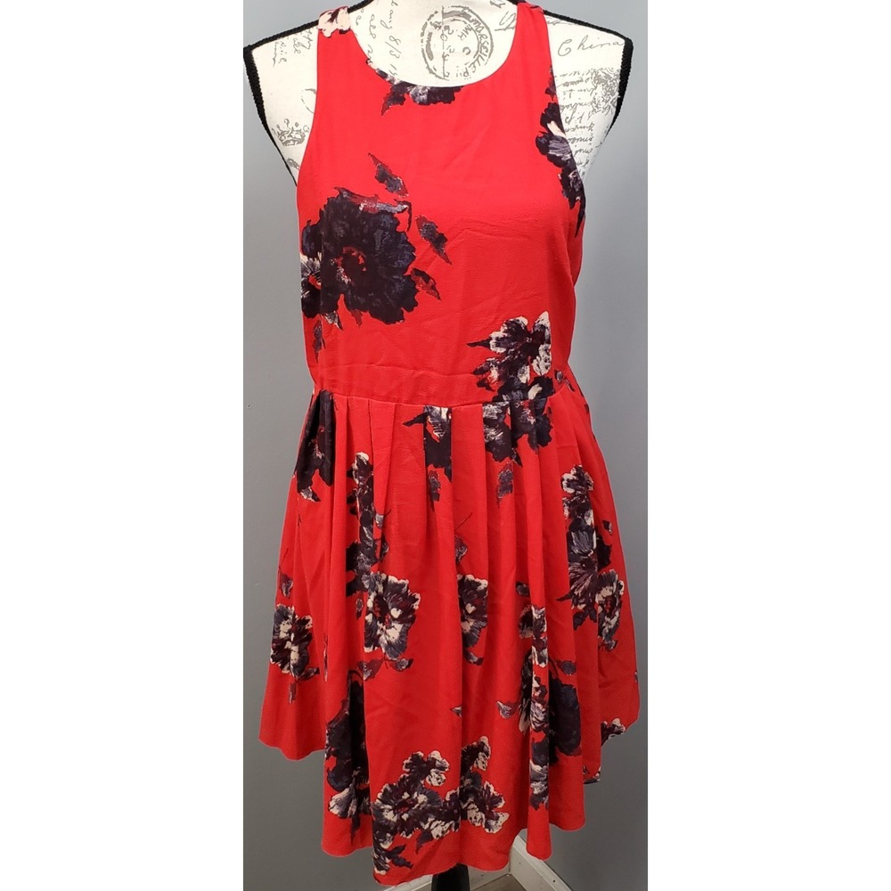 Free People Fit & Flare Womens 6 Multi Floral Sleeveless Round Neck Keyhole Back